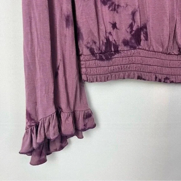 American Eagle AEO Purple Tie Dye Wrap Front Bell Sleeve Long Sleeve S - Picture 5 of 6